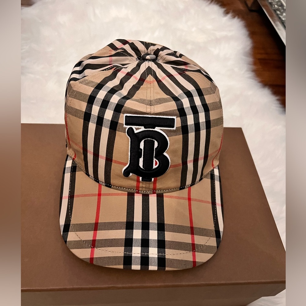 Burberry Monogram Motif Vintage Check Baseball Hat.